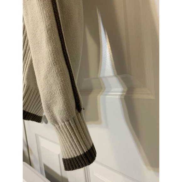 AMERICAN RAG Cie Men's Sz‎ L 1/4 Zip Sweater Cream Brown 100% Cotton - Picture 5 of 7